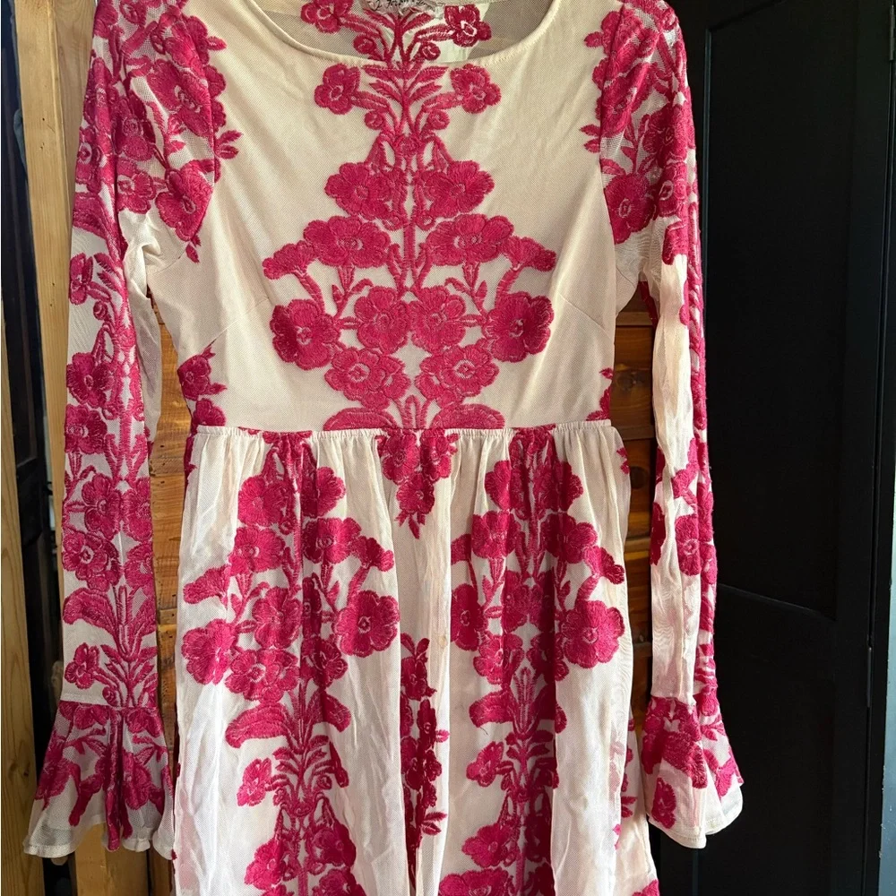 For Love And Lemons Pink Floral Embroidered Dress - Picture 2 of 6